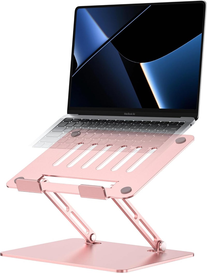 LOXP Adjustable Laptop Stand, Ergonomic Computer Stand for Desk, Aluminum Ventilated Colling Laptop Riser Holder Mount Compatible with MacBook Pro Air, HP, 10-15.6" All Laptops - Image 1